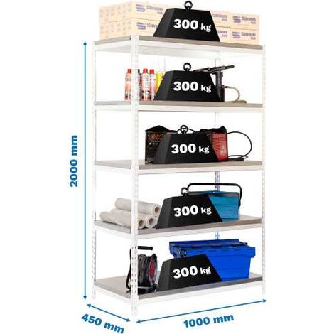 Estanteria 2000x1000x450 BRICOFORTE 1004/5 METAL BLANCO/GALVA marca SIMONRACK (1/2)