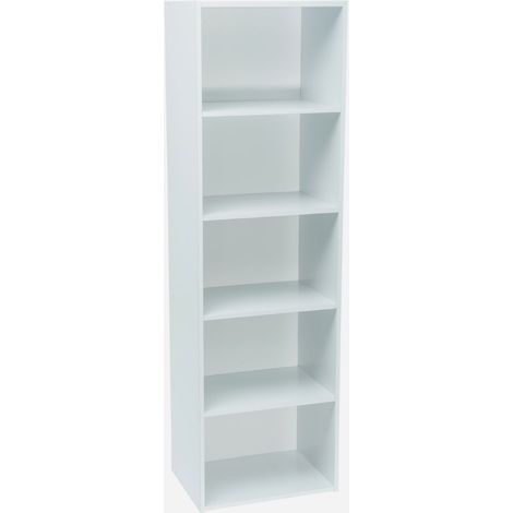 Werka Pro – Meuble de rangement blanc 5 niches en MDF – Dimensions 133 x 40 x 29 cm – Installation facile avec plan de montage inclus