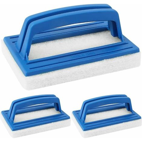 Green Mobility-Brosse Éponge Ligne d'eau, 3 Pièces Brosse de Piscine en Plastique avec poignées Brosse Plancher Mur Piscine Outil de Nettoyage pour Nettoyer Piscine Spa Baignoires Murs Bleu (1/5)