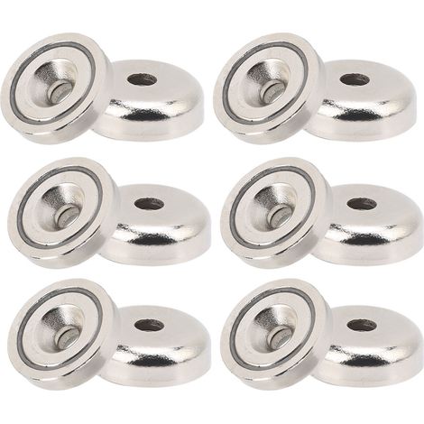 Lot de 6 aimants ronds de 20 mm de diamètre avec base, aimant en forme de coupelle, accessoire pour aimant en forme de pot (1/5)