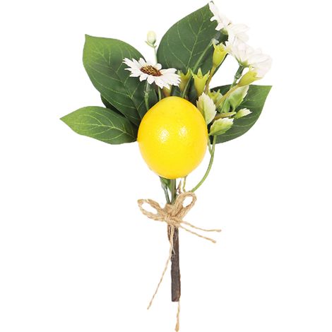Vase Jaune de Remplissage de Mousse de Brins de Citron Faux, Tiges de Citron avec des Feuilles Décor de Citron Accessoire de Maison Branches de Fruits Artificielles Citron (Z) (1/5)