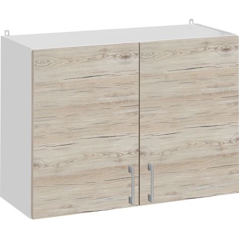 Mueble alto de cocina Eco Nogal Blanqueado L 80 cm con 2 puertas