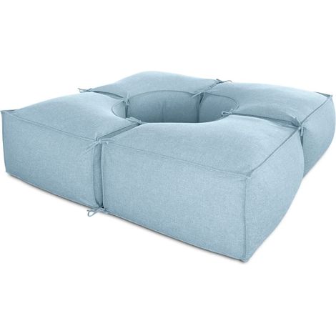 EVERGREENWEB Salotto da giardino Elegante, Tessuto di alta Qualit… Idrorepellente e sfoderabile - Pouf da esterno giardino, Outdoor & Indoor- Puff divano 4 pezzi 200x200 cm, Made in Italy CELESTE (1/5)
