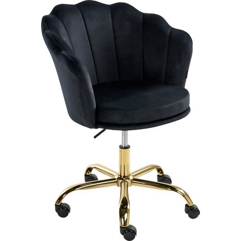 Silla de oficina de terciopelo base giratoria dorada negro Monticello (1/5)