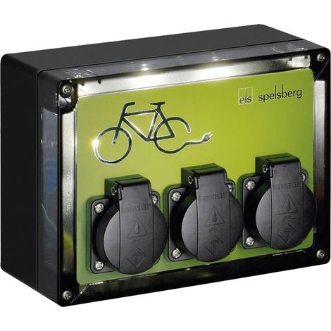 Spelsberg Stazione di ricarica per E-Bike, nera, grado di protezione IP44, resistenza agli urti IK08, classe di protezione II, tensione nominale di isolamento 400V AC, senza alogeni, 20003401