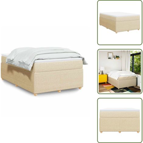 The Living Store Giroletto a Molle con Materasso Crema 120x190 cm in Tessuto - Materasso a molle insacchettate