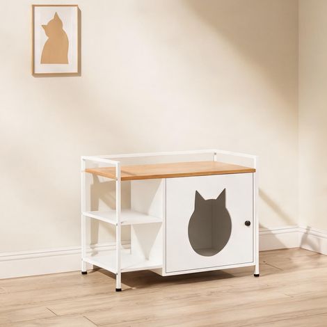 Meuble en MDF pour cache litière chat avec étagères 193 x 137 x (1/5)