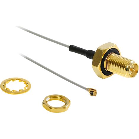 Delock rp-sma jack bulkhead  mhf/u.fl compatible plug 100 mm splash proof