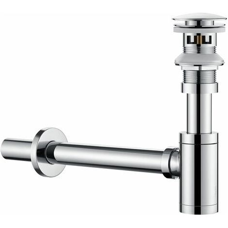 Kit sifone e piletta universale per lavello con troppopieno, piletta pop-up cromata per lavello e tappo di scarico