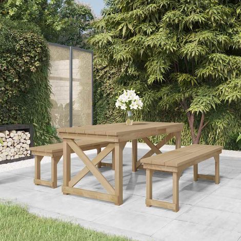 vidaXL Ensemble à manger de jardin 3 pcs Bois de pin imprégné (1/5)