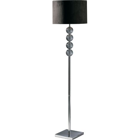 Premier Housewares Mistro Black Suede Effect Shade Floor Lamp (1/2)