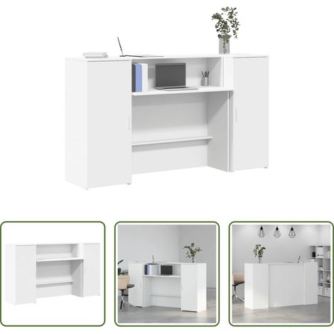 Bureau de réception - Bureau de réception Blanc 180x50x103,5 cm Bois d'ingénierie (1/5)