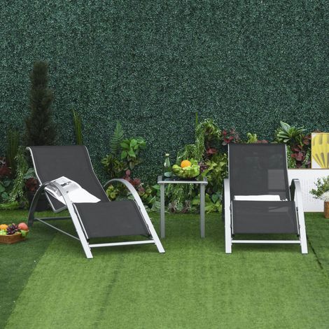Mobili giardino set 2 lettini con tavolino metallo OKMYHOME (1/5)