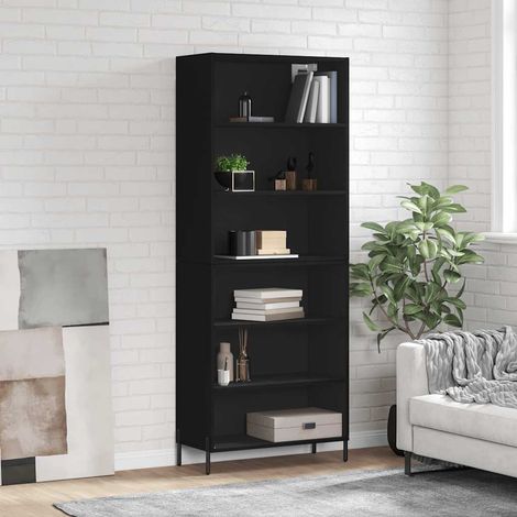 vidaXL Buffet noir 69,5x32,5x180 cm bois d'ingénierie (1/5)