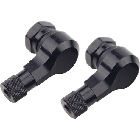 Black 90-degree angled valve for motorcycle tires, compatible with tubeless motorcycle tires, universal valve modification and upgrade part.--BIEMMEDUE (1/3)