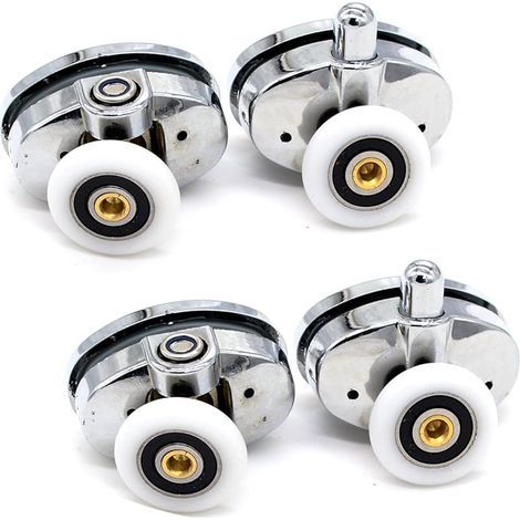 4 X Chromé Unique Douche Rouleaux/coureurs/remplacements de roues (23mm) (1/5)