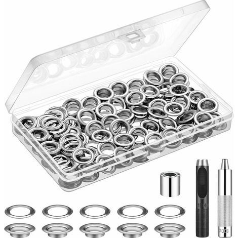 Trousse à œillets 120 set oeillets pour baches, Kit de grommets eyelets diamètre intérieur 12mm