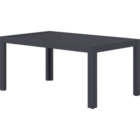 Table basse de jardin rectangulaire 101,5x61x46 cm – Table d'appoint patio cadre acier gris, plateau lattes (1/5)