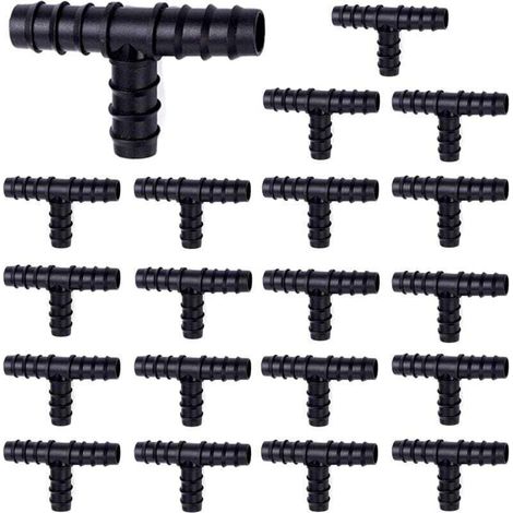 20pcs Connecteurs de Tuyaux pour 16 mm Système d'Irrigation Tee, Tés Raccord d'Irrigation 16mm pour Tubes, Assortiments de Connecteurs de Tuyau Outil D'interface de Tuyau D'irrigation de Jardinage (1/4)