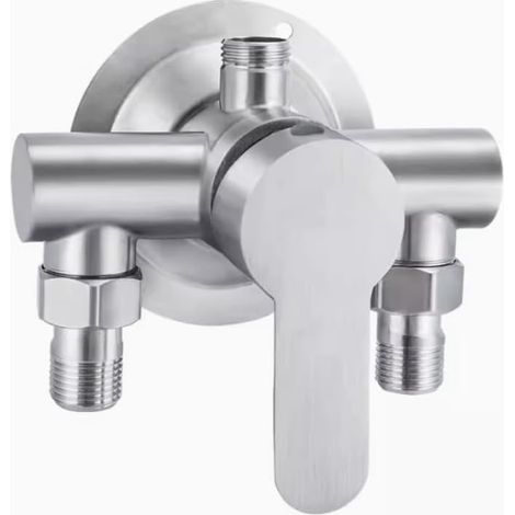 Interruptor de grifo de ducha de acero inoxidable G1/2 Rosca 304 Mezclador de agua caliente y fría Mango de metal montado en pared (1/5)