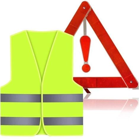 Triangles de signalisation pour Auto + Gilet Jaune Voiture,Triangle Voiture, Gilet Jaune Velo,kit securite Voiture,Haute visibilité