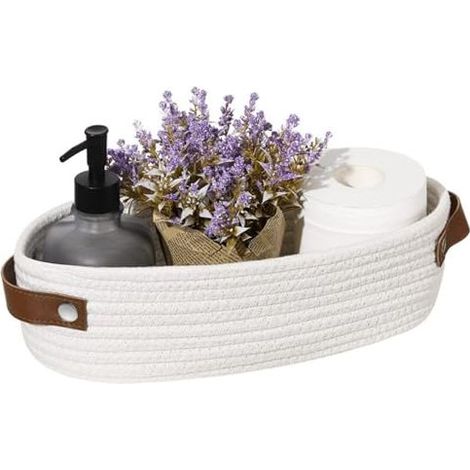 Panier Table a Langer, Panier en Corde de Coton Empilables, Petit Panier Rangement, Panier Rangement Bébé, Panier Rangement Tissé en Corde Coton pour Chambre D'Enfant, Bain, Chambre (1/5)