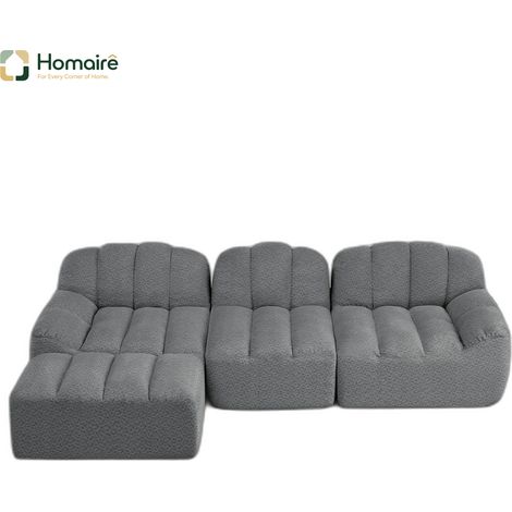 Canapé modulable en polaire gris avec accoudoirs 288 x 165 x 79 cm HOMAIRE (1/5)