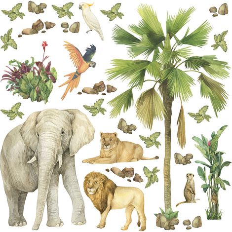 sticker mural animaux de la jungle vert - Sanders & Sanders (1/2)