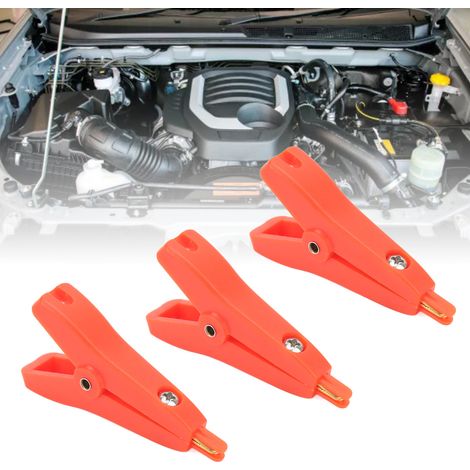 J.60034 Kelvin Krokodilklemme, positive und negative Testklemme, zweistufige elektronische Testklemme, vergoldeter Messinganschluss, 10 Stück pro Packung, rot. (1/5)
