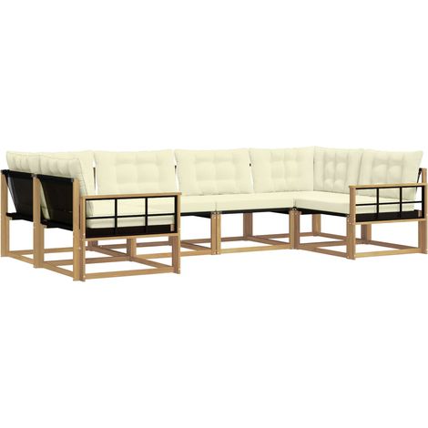 Set di divani da esterno 6 pz 6-Posti Bianco e Crema vidaXL (1/5)