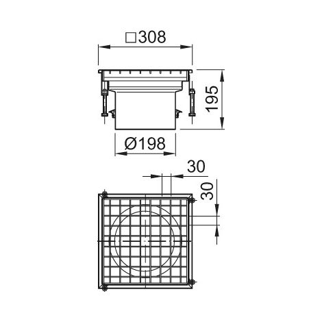 ACO Aufsatzstück Variant-CR 308x308/L15 V2A/rutschh./Gitterrost V2A lose eingel., 9519.50.92