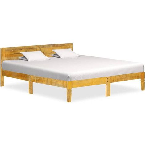 Cadre de lit (matelas non inclus), bois de manguier massif, 180 cm (1/5)
