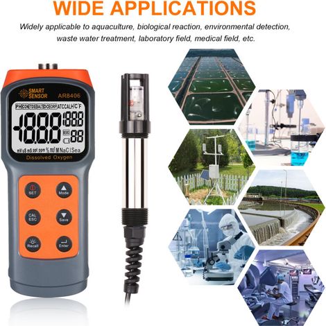 Dissolved oxygen meter with LCD, portable DO meter, dissolved oxygen detector, water quality tester, portable oxygen test pen for fresh/salt water (1/5)
