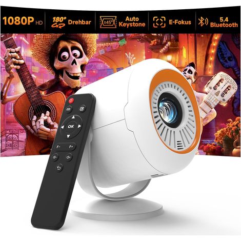 Videoprojecteur Full HD 1080P Natif Mini Projecteur Portable 200ANSI WiFi 6 Bluetooth 5.4,Haut parleurs intégrés Auto Keystone 180° Rotation pour Phone/HDMI/USB/Clé TV (1/5)