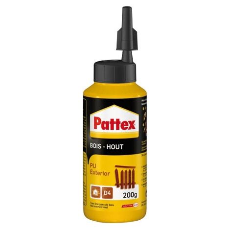 Pattex – Colle à bois PU pour bois dur et stratifié – Résistante aux intempéries et à la chaleur – 200g