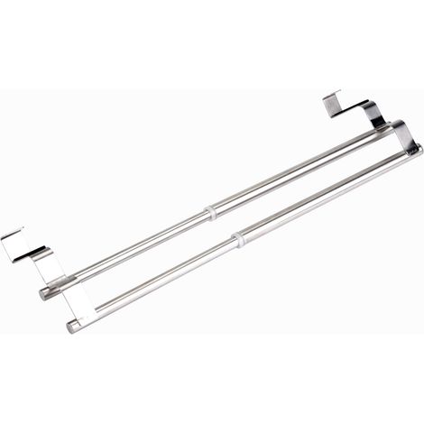 Toallero telescópico de acero inoxidable de doble capa, organizador para baño y cocina.
