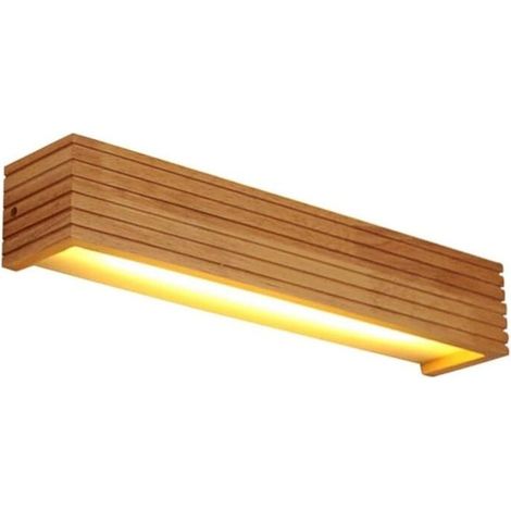 Applique murale moderne vintage en bois massif à LED couleur bois (35 x 8 x 8 cm) (1/5)