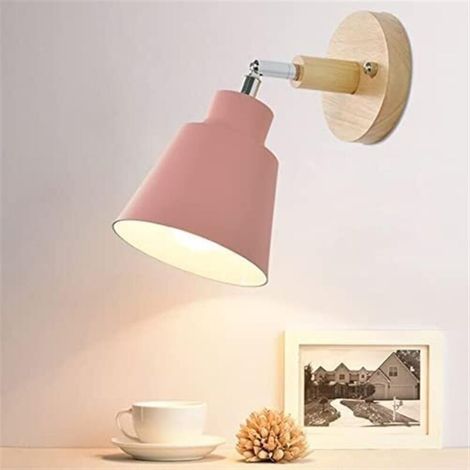 Applique murale de chevet - convient pour le salon, la véranda, la chambre, etc. - 1 pièce, rose, ampoule non incluse. (1/3)
