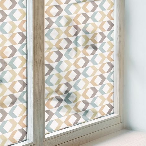 Fensterfolie 200x146 cm Blickdicht Folie für Badezimmer Schlafzimmer Sichtschutz Fenster Milchglas Dekorativ Selbstklebend Geometrische Rauten