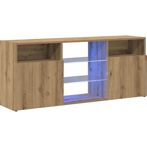 Mueble TV luces LED madera ingeniería roble artisan 120x30x50cm vidaXL