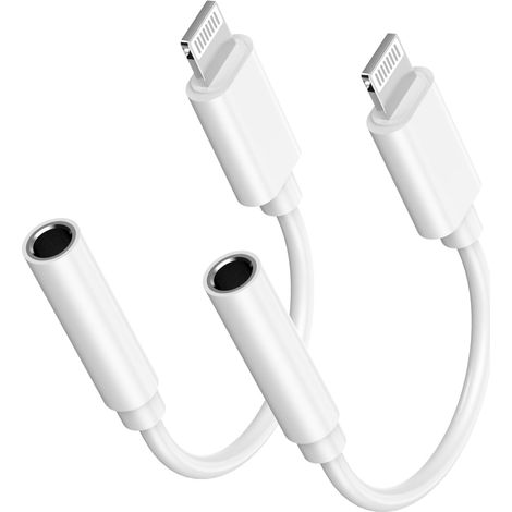 Adaptateur Lightning vers Jack 3,5 mm - Compatible iPhone 14 à 5 - Certifié MFi - Sortie Audio 48 kHz/24 bits - 2 Pièces (1/5)