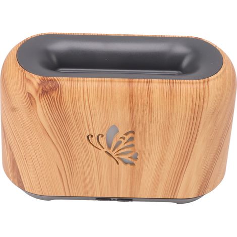 Humidificateur 150 ml avec diffuseur à flamme, prévient le dessèchement, fonctionnement silencieux, humidificateur effet bois disponible en 7 couleurs, idéal pour la chambre ou le bureau, finition gra (1/5)