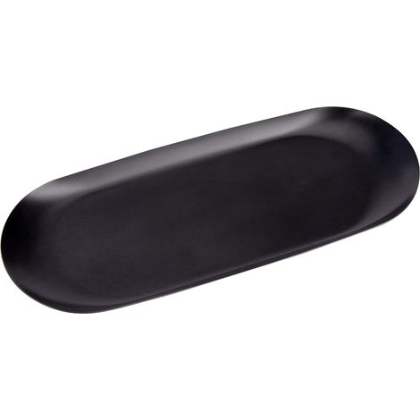 Assiette D'ornements Plateau de Rangement en Acier Inoxydable Ovale Organisateur pour Bijoux Cosmétiques Bougies Fruits Thé, Noir (1/5)