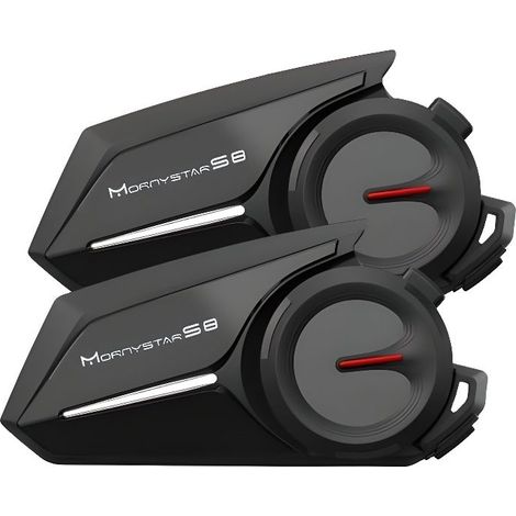 Lot de 2 talkies-walkies Bluetooth S8 pour moto - Intercom moto 6 personnes, portée 1200 mètres-AquaForge (1/4)