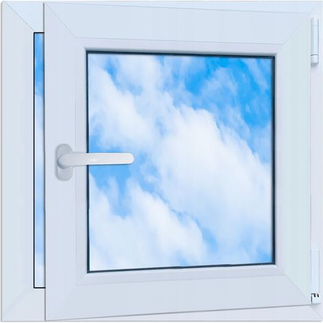 Ventana de PVC de 600x600 mm, derecha, blanca, oscilobatiente, RU, doble acristalamiento Lorac. (1/5)