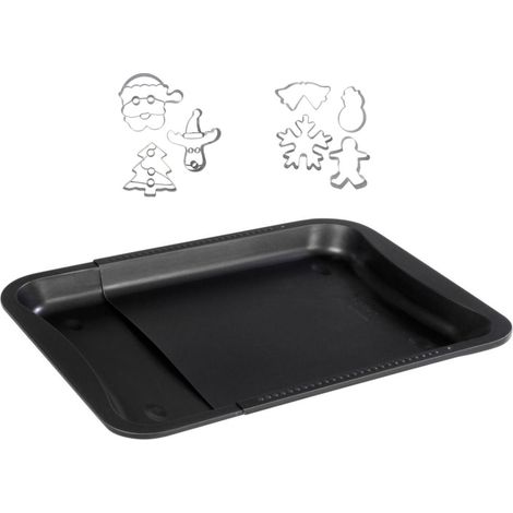 Plaque de four extensible de 35-52 x 32 cm et 7 emporte-pièces de Noël en inox Zenker Noël