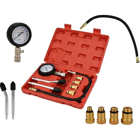 Testeur de Compression de Cylindre,Testeur de Compression Moteur,Compressiometre Essence et Diesel,0-300 PSI/0-21 kg/cm2 Compressiometre Moto,Pour Voiture et Moto M10 M12 M14 M18 (1/5)