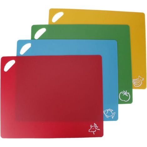 BUNTHAUS Quatre planches à découper antidérapantes pour la cuisine, adaptées aux légumes et aux viandes, d'une épaisseur de 1,2 mm. (1/5)