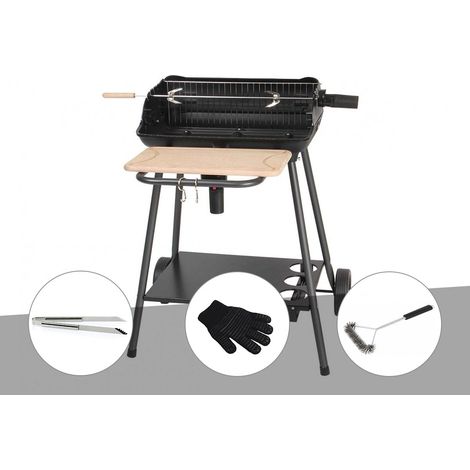 Barbecue charbon Bergamo + Pince en inox + Gant de protection + Brosse En T - Somagic