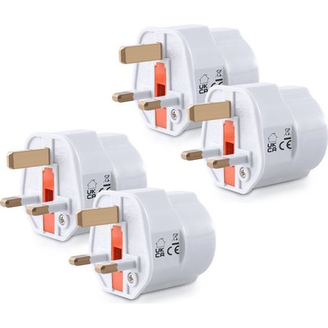 Lot de 4 adaptateurs de voyage type G - Pour Angleterre, Écosse, Malte, Singapour, Hong Kong et Malaisie - Prises blanches (1/2)